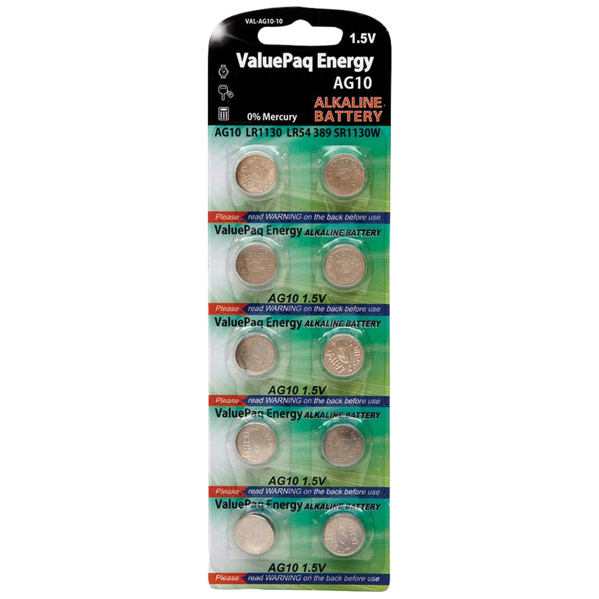 Dantona ValuePaq Energy AG10 Alkaline Button Cell Batteries, 10 Pack