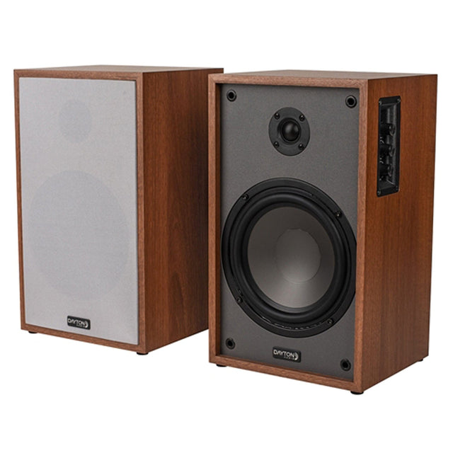 Dayton Audio B65A 70-Watt-Continuous Bluetooth Powered Bookshelf Speaker Set with 6.5-In. Woofers, Pair, Wood