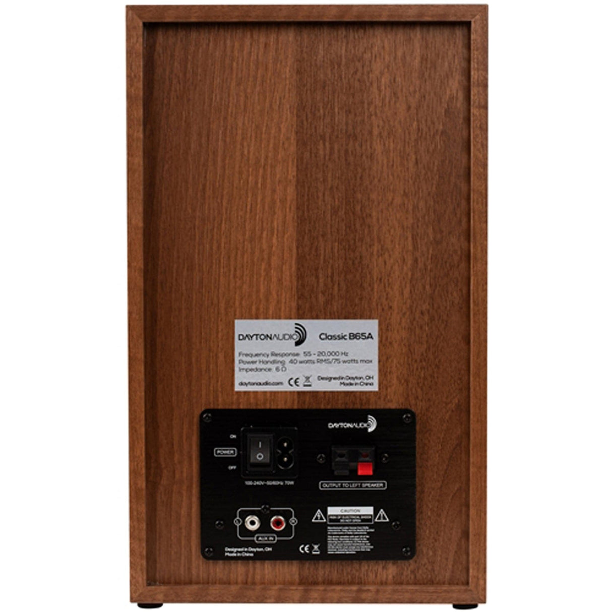 Dayton Audio B65A 70-Watt-Continuous Bluetooth Powered Bookshelf Speaker Set with 6.5-In. Woofers, Pair, Wood