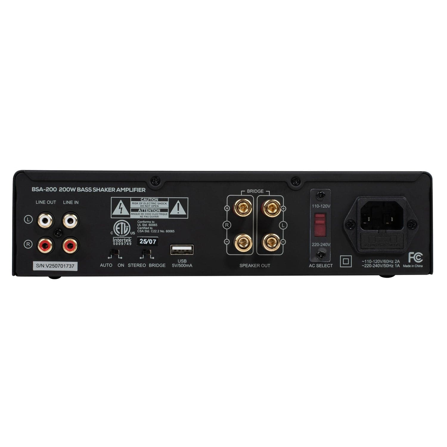 Dayton Audio Dual Bass-Shaker Couch Kit with 230-Watt-RMS Amplifier, 2 Bass Shakers, Remote, and Speaker Wire for Use with Furniture, BSK2