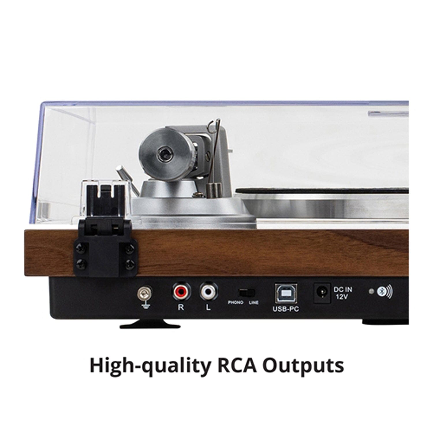Dayton Audio 2-Speed Belt-Drive Automatic Turntable with Bluetooth, USB for MP3 Encoding, and Audio-Technica AT-VM95E Cartridge, Brown