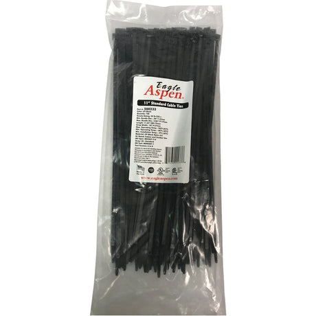 Eagle Aspen 100-Pack 11-In. UV-Resistant Nylon 6/6 Standard Cable Ties, 50-Lb. Tensile Strength, Temperature-Rated -40°F to 185°F, 11 In.