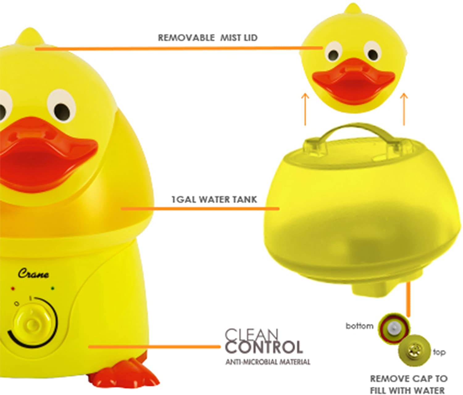 Crane EE6369 Adorables Ultrasonic Humidifier Duck - Certified Refurbished