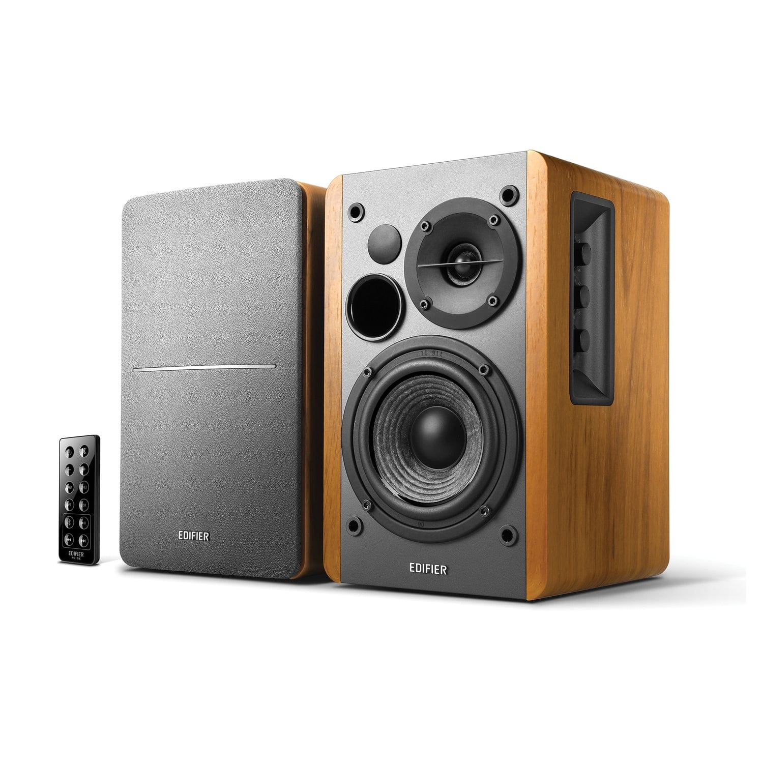 Edifier 42-Watt Continuous-Power Amplified Bookshelf Speakers, R1280T, 2 Count, Brown