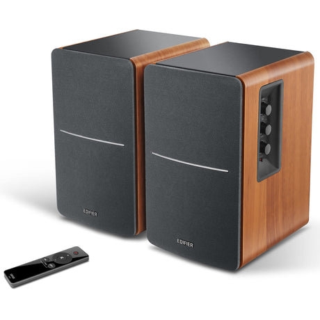 Edifier 42-Watt-Continuous R1280Ts Powered 2.0 Bookshelf Speaker Set with Sub Out, 4-In. Woofers, Front Bass Reflex Port, Wireless Remote, Pair
