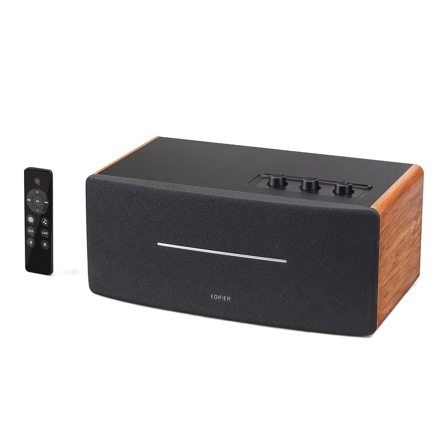 Edifier D12 Desktop 70-Watt Continuous-Power Bluetooth Amplified Integrated Stereo Speaker with Remote, Brown