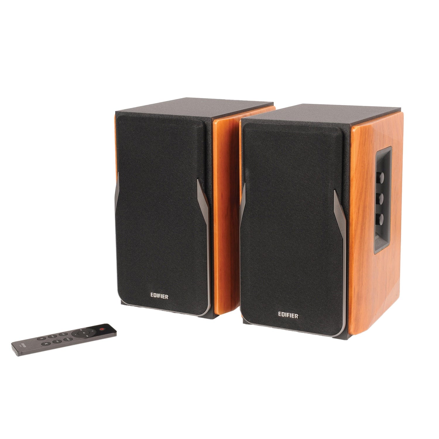 Edifier 42-Watt Continuous-Power Amplified Bluetooth Professional Bookshelf Speakers with Remote, R1380DB, 2 Count, Brown