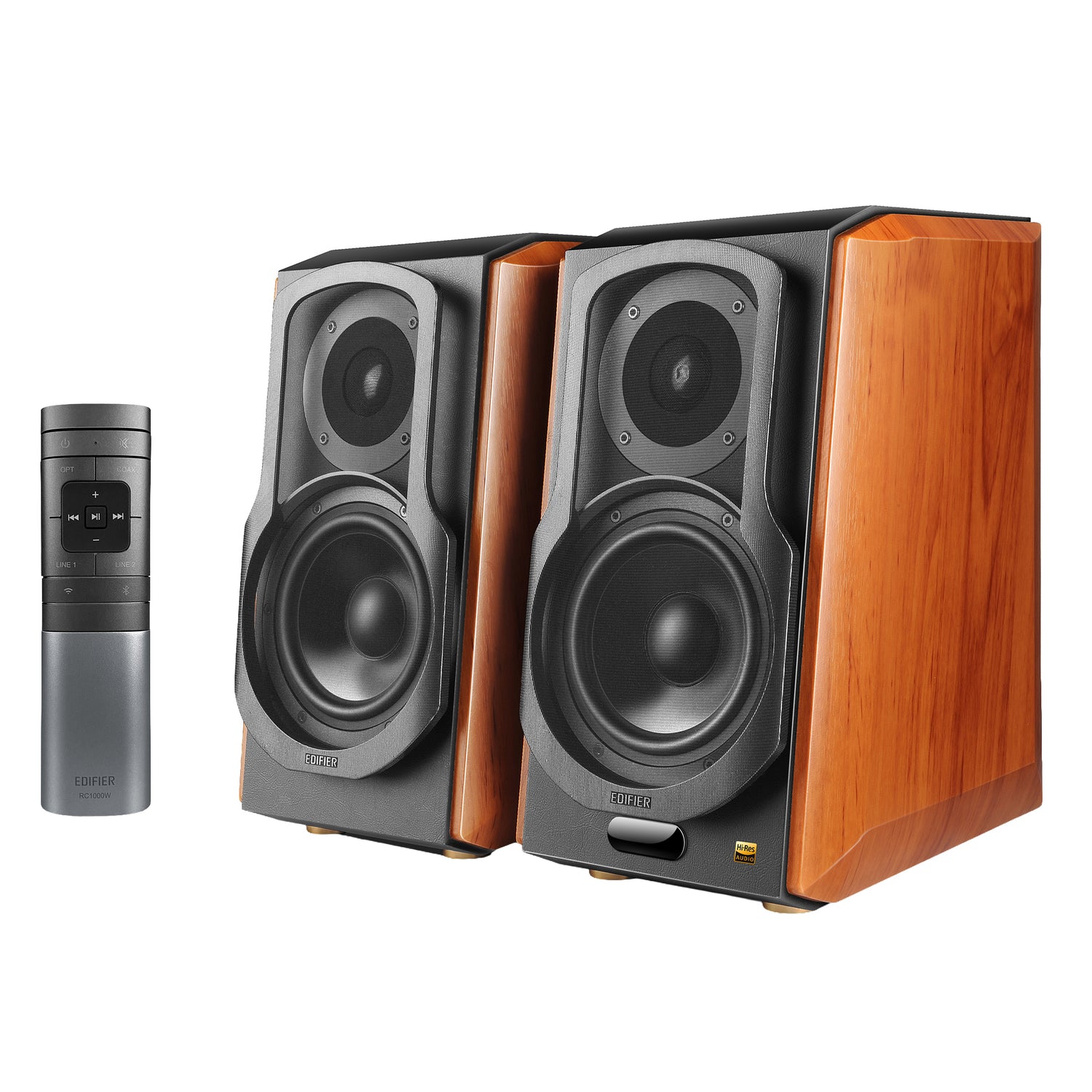 Edifier 120-Watt Bluetooth Wi-Fi Audiophile S1000W Active Bookshelf Speaker Set with 5.5-In. Woofers, Hi-Res Audio, Alexa, Optical/Coax/Aux, Pair