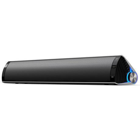 Edifier Rechargeable Bluetooth 2.0-Channel Portable/Tabletop 11.5-In. Sound Bar Speaker with Built-in Sound Card, MF200, Silver