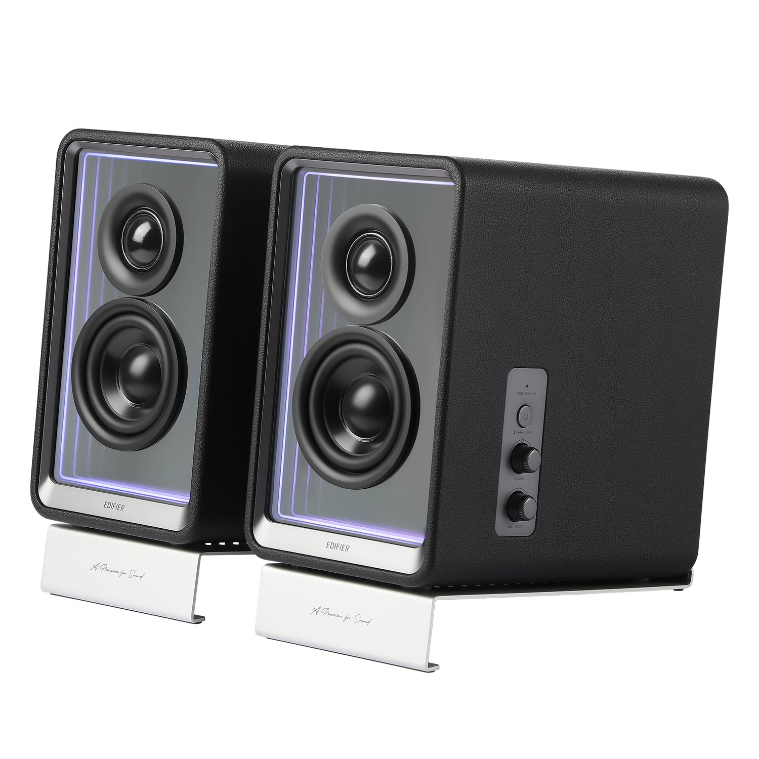 Edifier 70-Watt-RMS Bluetooth QR65 Powered 2.0 Multimedia Speaker Set with Sub Out, 2.75-In. Woofers, Hi-Res Audio/Wireless, Light Display, Pair