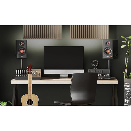 Edifier 110-Watt-RMS Bluetooth MR5 Powered 2.0 Studio Monitor Speaker Set with 5-In. Woofers, Hi-Res Audio/Hi-Res Audio Wireless, Pair, Black