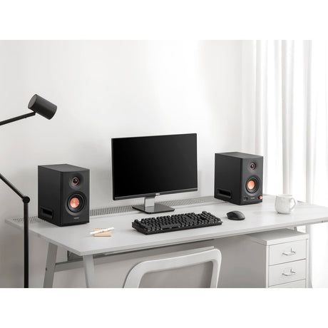 Edifier 110-Watt-RMS Bluetooth MR5 Powered 2.0 Studio Monitor Speaker Set with 5-In. Woofers, Hi-Res Audio/Hi-Res Audio Wireless, Pair, Black