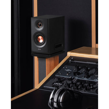 Edifier 110-Watt-RMS Bluetooth MR5 Powered 2.0 Studio Monitor Speaker Set with 5-In. Woofers, Hi-Res Audio/Hi-Res Audio Wireless, Pair, Black