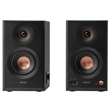 Edifier 110-Watt-RMS Bluetooth MR5 Powered 2.0 Studio Monitor Speaker Set with 5-In. Woofers, Hi-Res Audio/Hi-Res Audio Wireless, Pair, Black