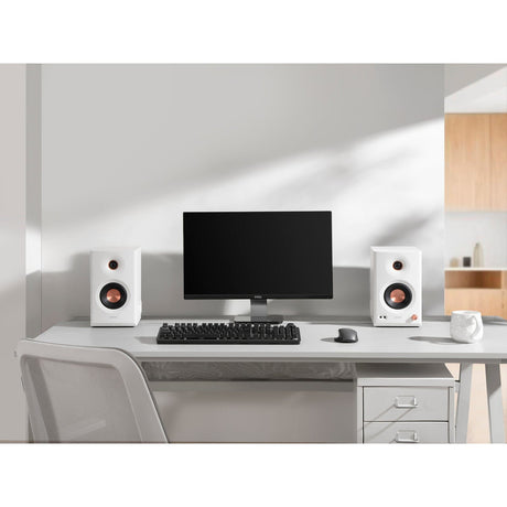 Edifier 110-Watt-RMS Bluetooth MR5 Powered 2.0 Studio Monitor Speaker Set with 5-In. Woofers, Hi-Res Audio/Hi-Res Audio Wireless, Pair, White