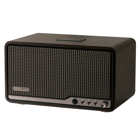 Edifier 80-Watt-RMS Bluetooth Retro S300 Powered Tabletop Speaker with 5.5-In Mid-Bass Driver, Hi-Res Audio, Aux, AirPlay 2, Remote, Black Walnut