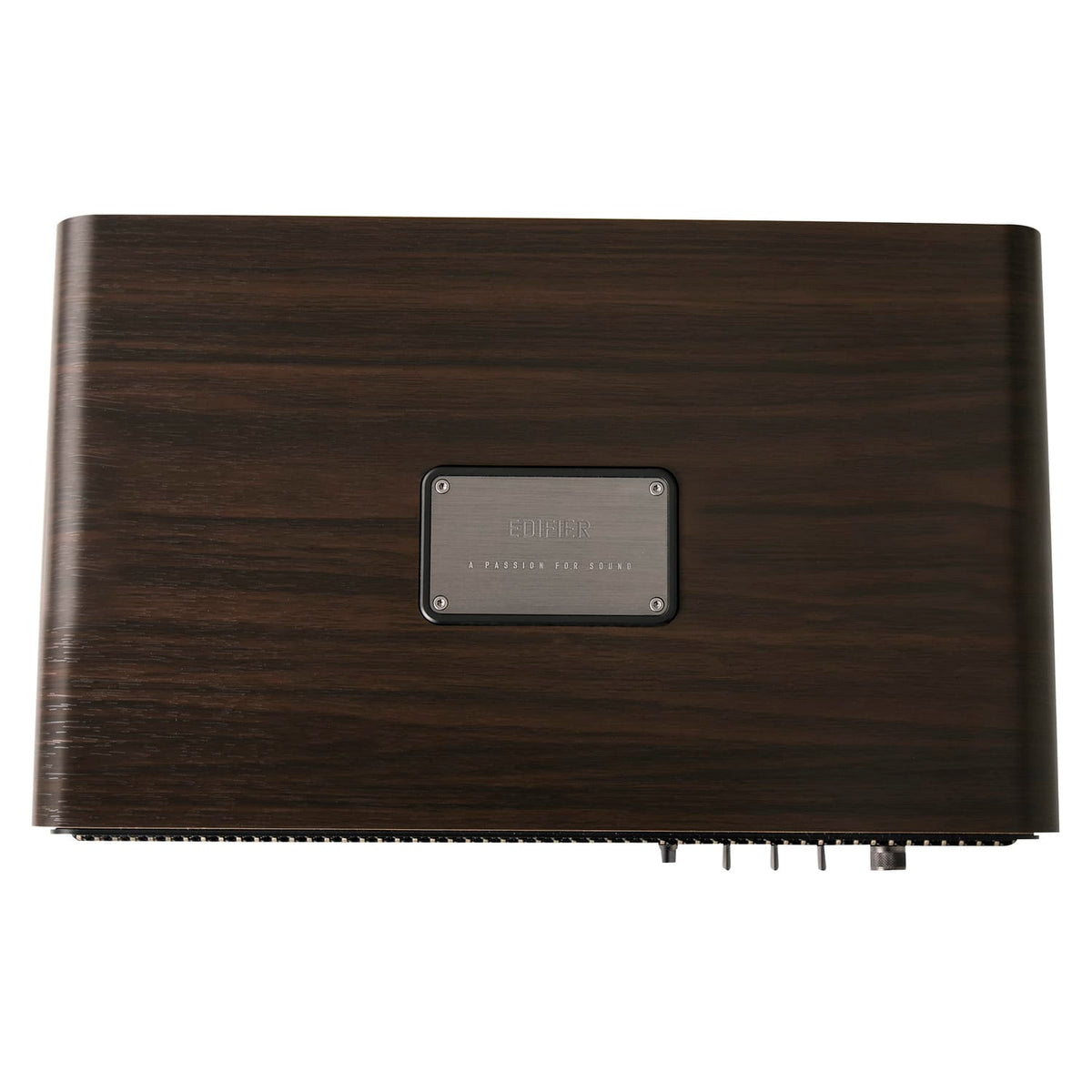 Edifier 80-Watt-RMS Bluetooth Retro S300 Powered Tabletop Speaker with 5.5-In Mid-Bass Driver, Hi-Res Audio, Aux, AirPlay 2, Remote, Black Walnut