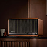 Edifier 80-Watt-RMS Bluetooth Retro S300 Powered Tabletop Speaker with 5.5-In Mid-Bass Driver, Hi-Res Audio, Aux, AirPlay 2, Remote, Brown