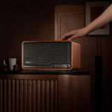 Edifier 80-Watt-RMS Bluetooth Retro S300 Powered Tabletop Speaker with 5.5-In Mid-Bass Driver, Hi-Res Audio, Aux, AirPlay 2, Remote, Brown