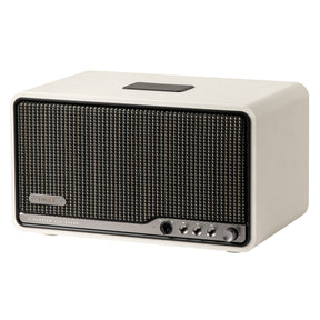 Edifier 80-Watt-RMS Bluetooth Retro S300 Powered Tabletop Speaker with 5.5-In Mid-Bass Driver, Hi-Res Audio, Aux, AirPlay 2, Remote, Ivory