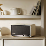 Edifier 80-Watt-RMS Bluetooth Retro S300 Powered Tabletop Speaker with 5.5-In Mid-Bass Driver, Hi-Res Audio, Aux, AirPlay 2, Remote, Ivory