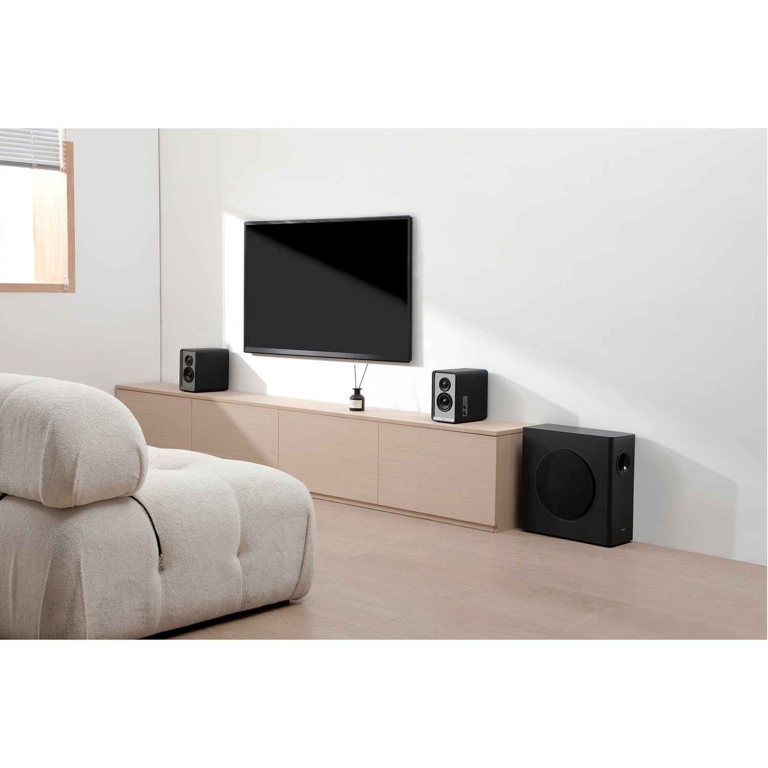 Edifier 70-Watt-RMS T5s Powered Subwoofer with 8-In. Long-Throw Woofer, Low-Pass Filter, Auto Standby, Signal In/Out Ports, Slim Vertical Enclosure