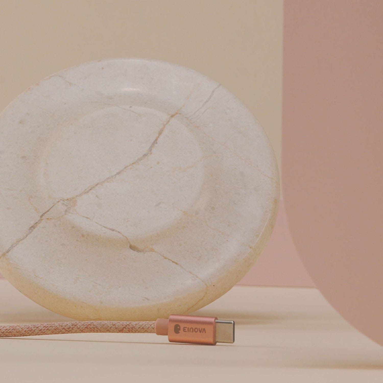 Einova Classic Stone Marble Wireless Charger, Cream Marble