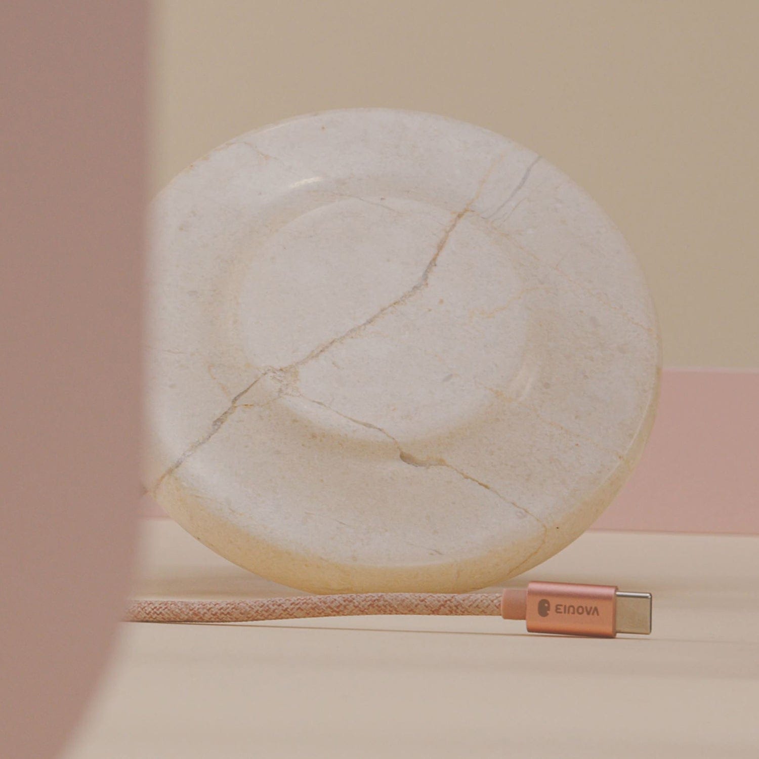 Einova Classic Stone Marble Wireless Charger, Cream Marble