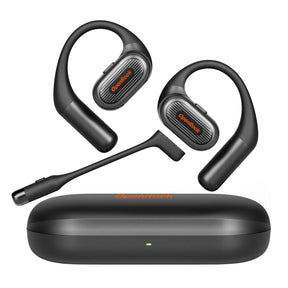 OpenRock Link 20 TWS Bluetooth Open-Ear Headset with Detachable Boom Mic, Earhooks, Charging Case, up to 52 Hours Play Time, IPX7 Sweat-Resistant