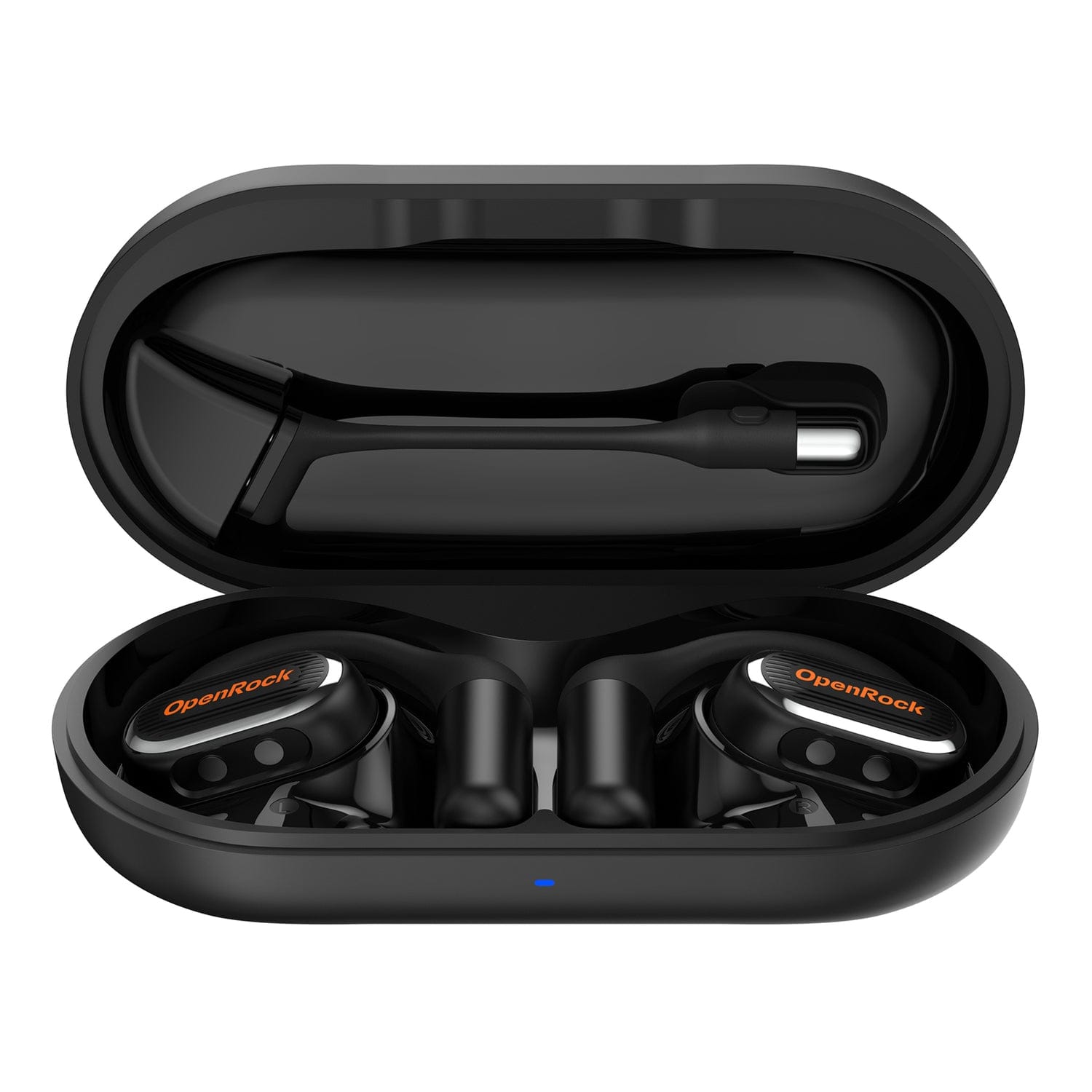 OpenRock Link 20 TWS Bluetooth Open-Ear Headset with Detachable Boom Mic, Earhooks, Charging Case, up to 52 Hours Play Time, IPX7 Sweat-Resistant