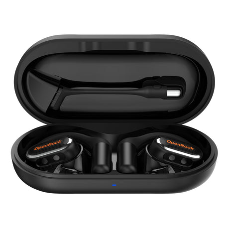OpenRock Link 20 TWS Bluetooth Open-Ear Headset with Detachable Boom Mic, Earhooks, Charging Case, up to 52 Hours Play Time, IPX7 Sweat-Resistant