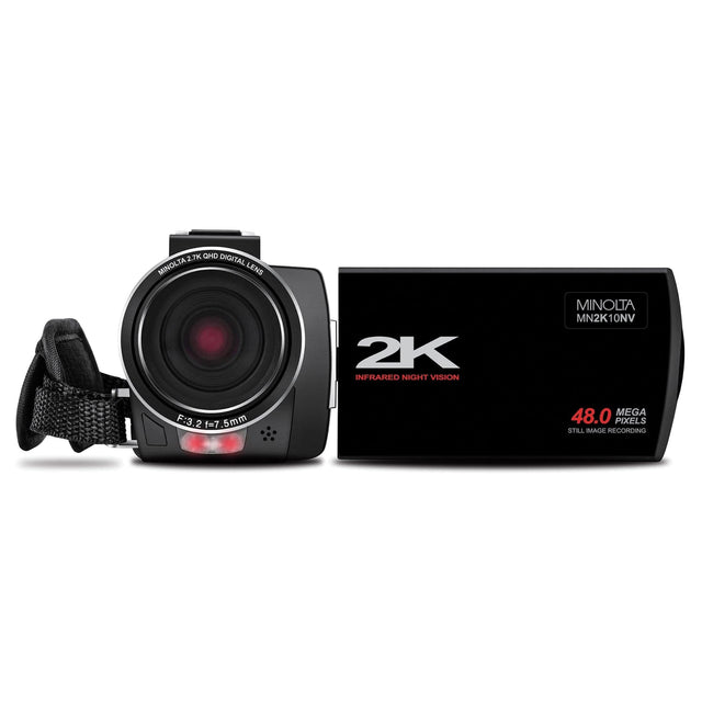 Minolta MN2K10NV 2.7K Quad HD 16x Digital Zoom IR Night Vision Video Camcorder, Black