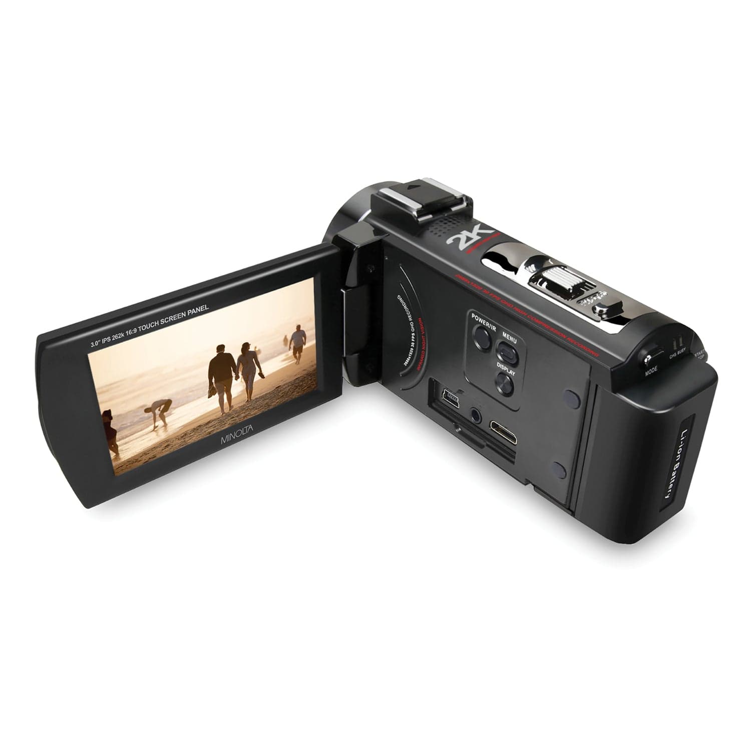 Minolta MN2K10NV 2.7K Quad HD 16x Digital Zoom IR Night Vision Video Camcorder, Black