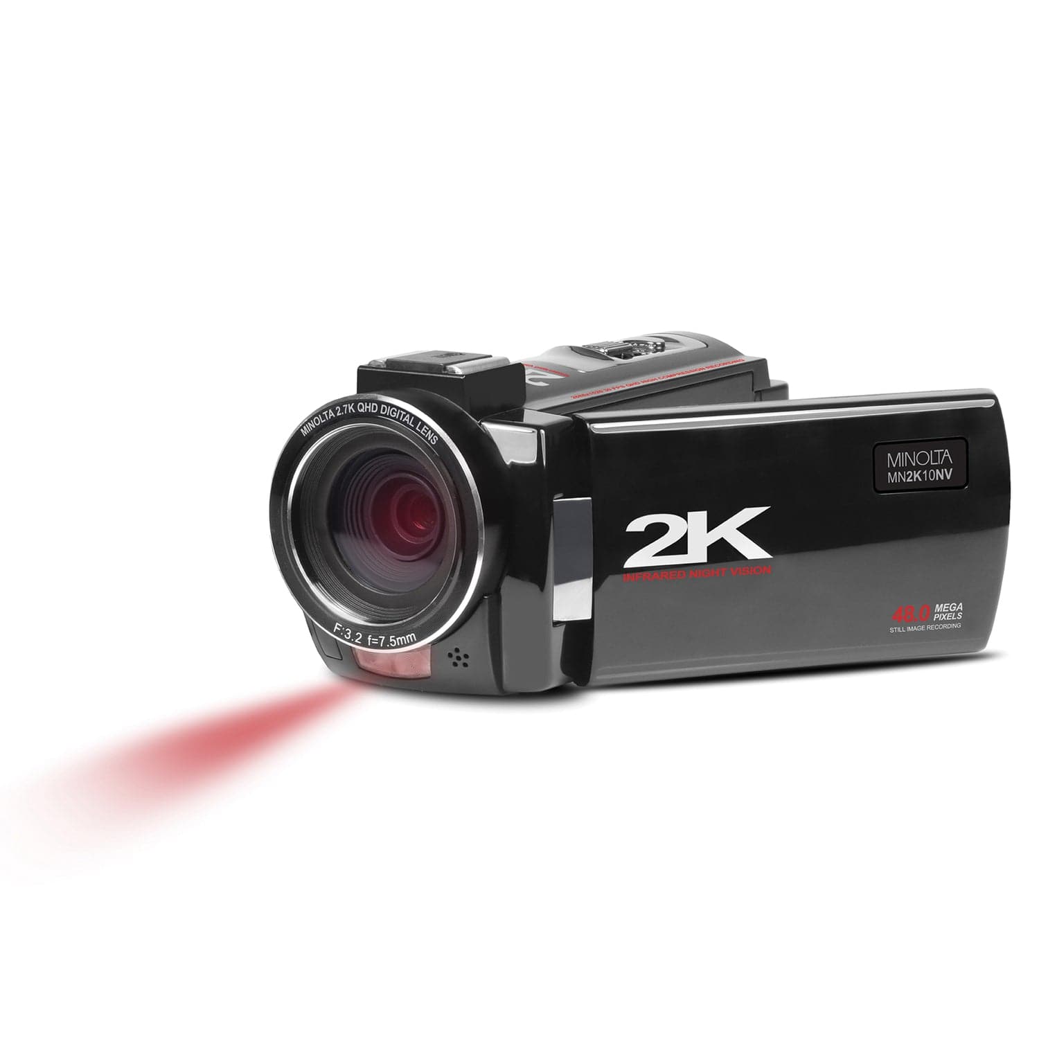 Minolta MN2K10NV 2.7K Quad HD 16x Digital Zoom IR Night Vision Video Camcorder, Black
