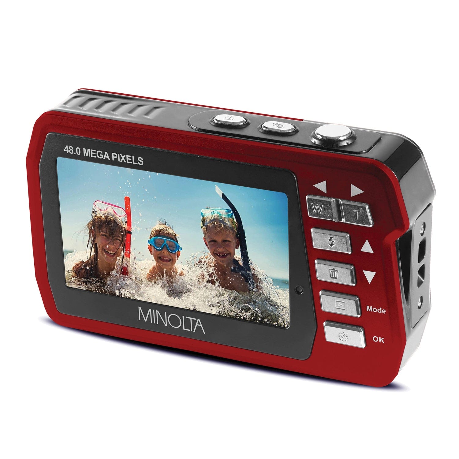 Minolta 48.0-Megapixel Waterproof Digital Camera, Red