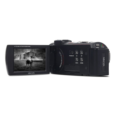 Minolta 4K-Ultra-HD IR Night Vision Camcorder with 16x Digital Zoom, Anti-Shake, Rechargeable Battery, and 16-GB SDHC Card, MN4K25NV, Black