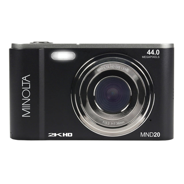 Minolta MND20 16x Digital Zoom 44 MP/2.7K Quad HD Digital Camera, Black
