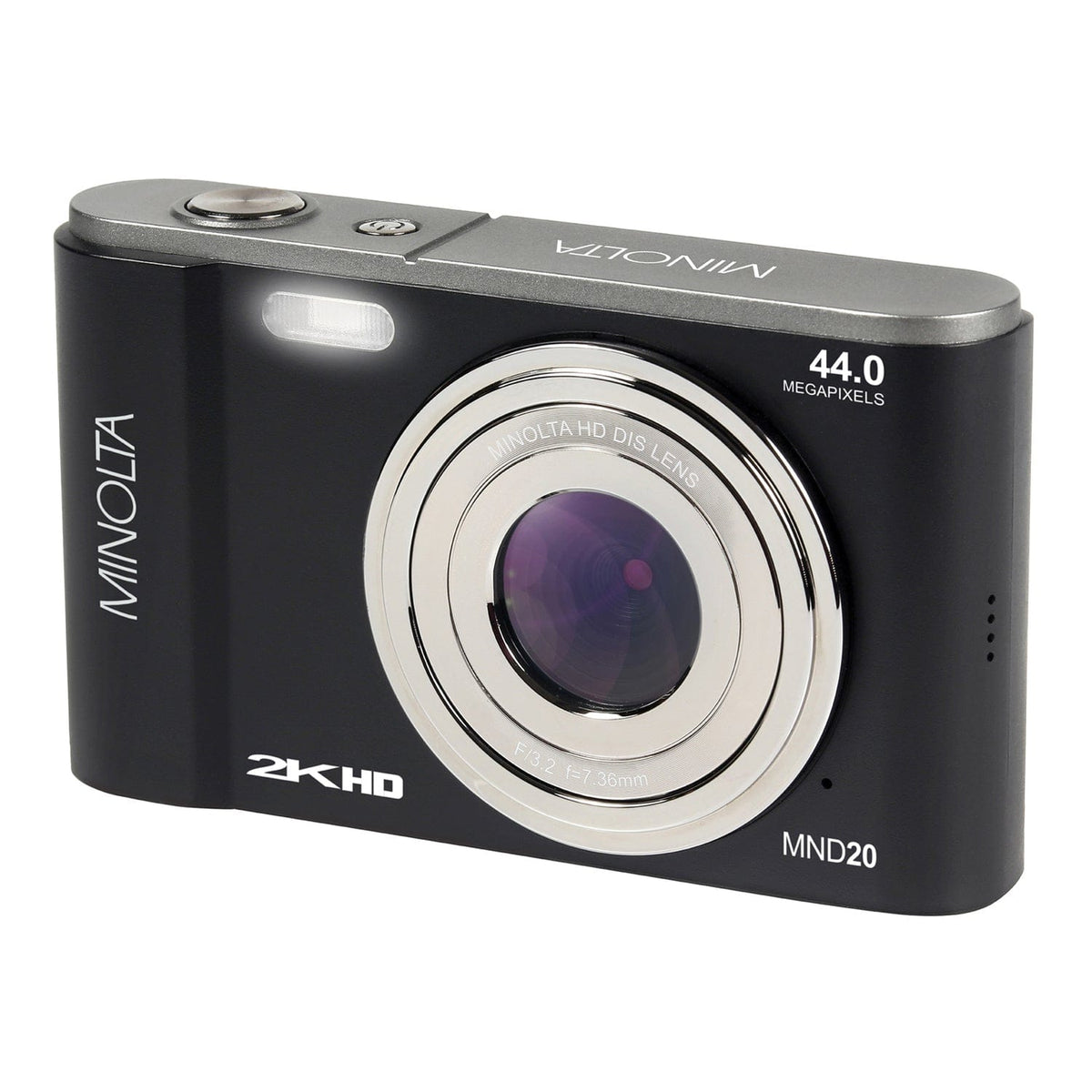 Minolta MND20 16x Digital Zoom 44 MP/2.7K Quad HD Digital Camera, Black