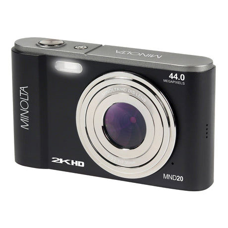 Minolta MND20 16x Digital Zoom 44 MP/2.7K Quad HD Digital Camera, Black