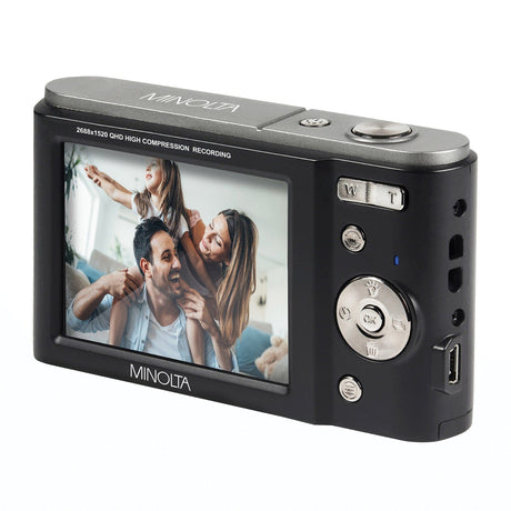 Minolta MND20 16x Digital Zoom 44 MP/2.7K Quad HD Digital Camera, Black