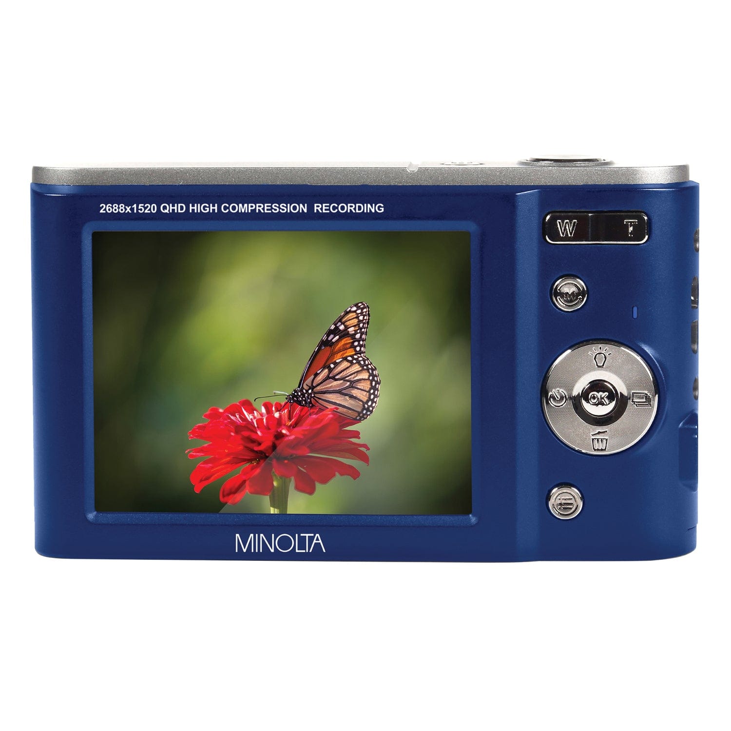 Minolta MND20 16x Digital Zoom 44 MP/2.7K Quad HD Digital Camera, Blue