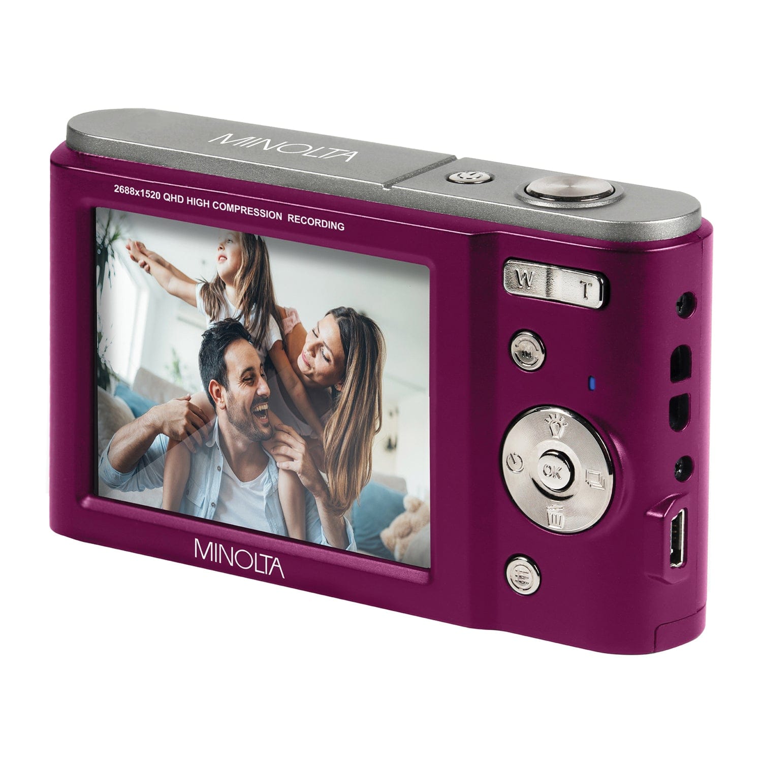 Minolta MND20 16x Digital Zoom 44 MP/2.7K Quad HD Digital Camera, Magenta