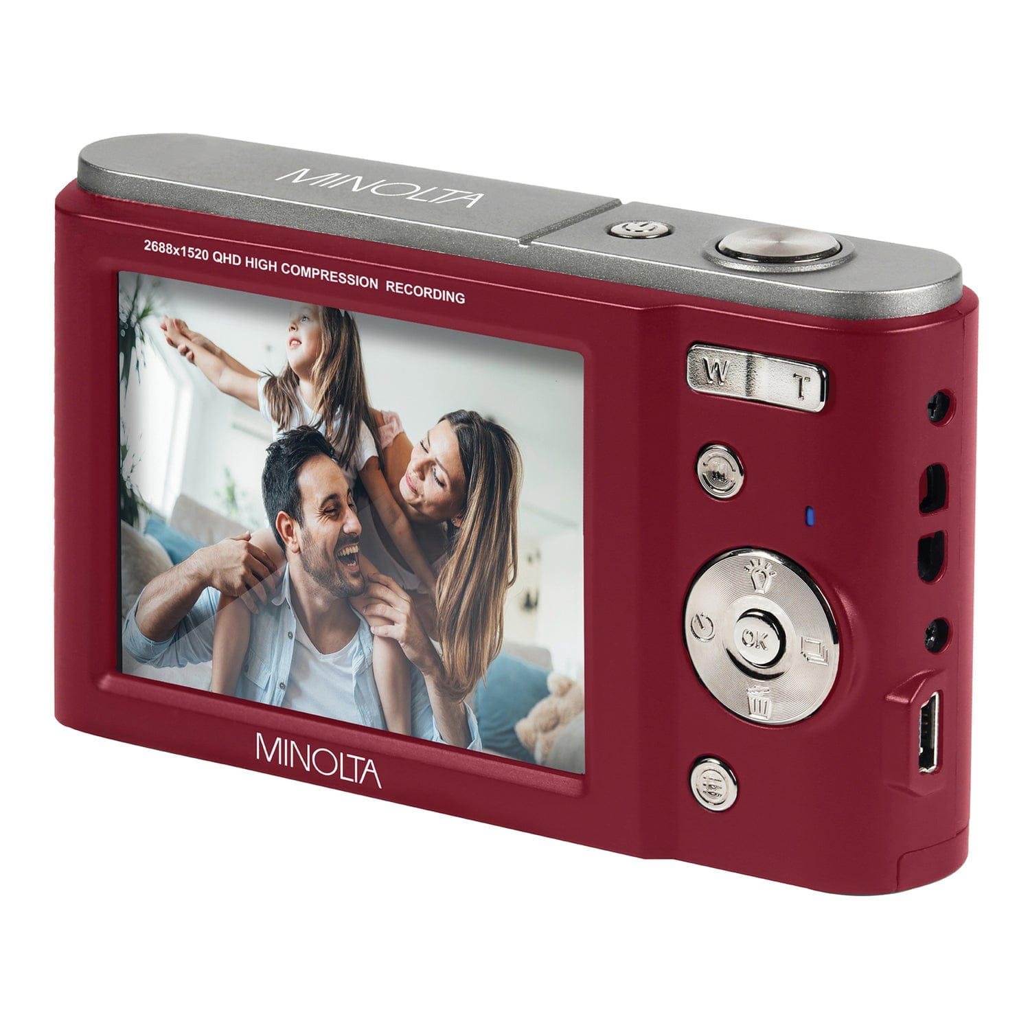Minolta MND20 16x Digital Zoom 44 MP/2.7K Quad HD Digital Camera, Red