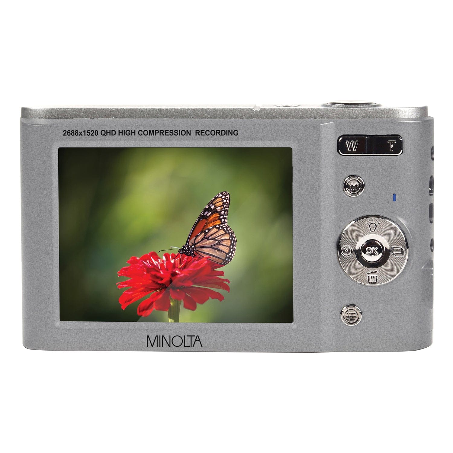 Minolta MND20 16x Digital Zoom 44 MP/2.7K Quad HD Digital Camera, Silver