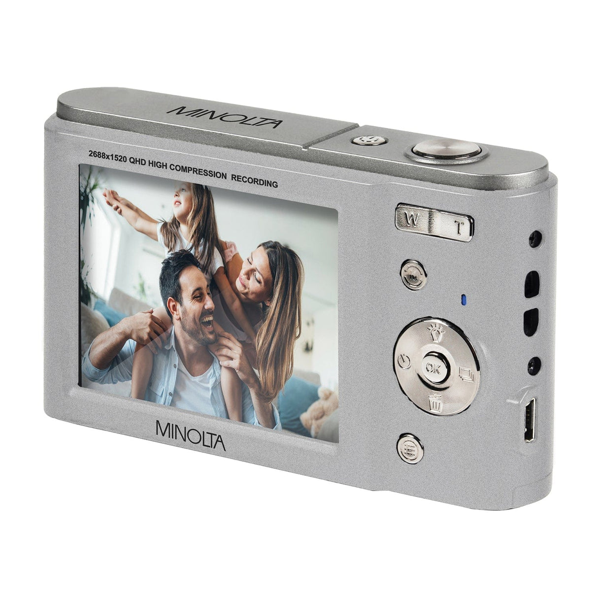 Minolta MND20 16x Digital Zoom 44 MP/2.7K Quad HD Digital Camera, Silver