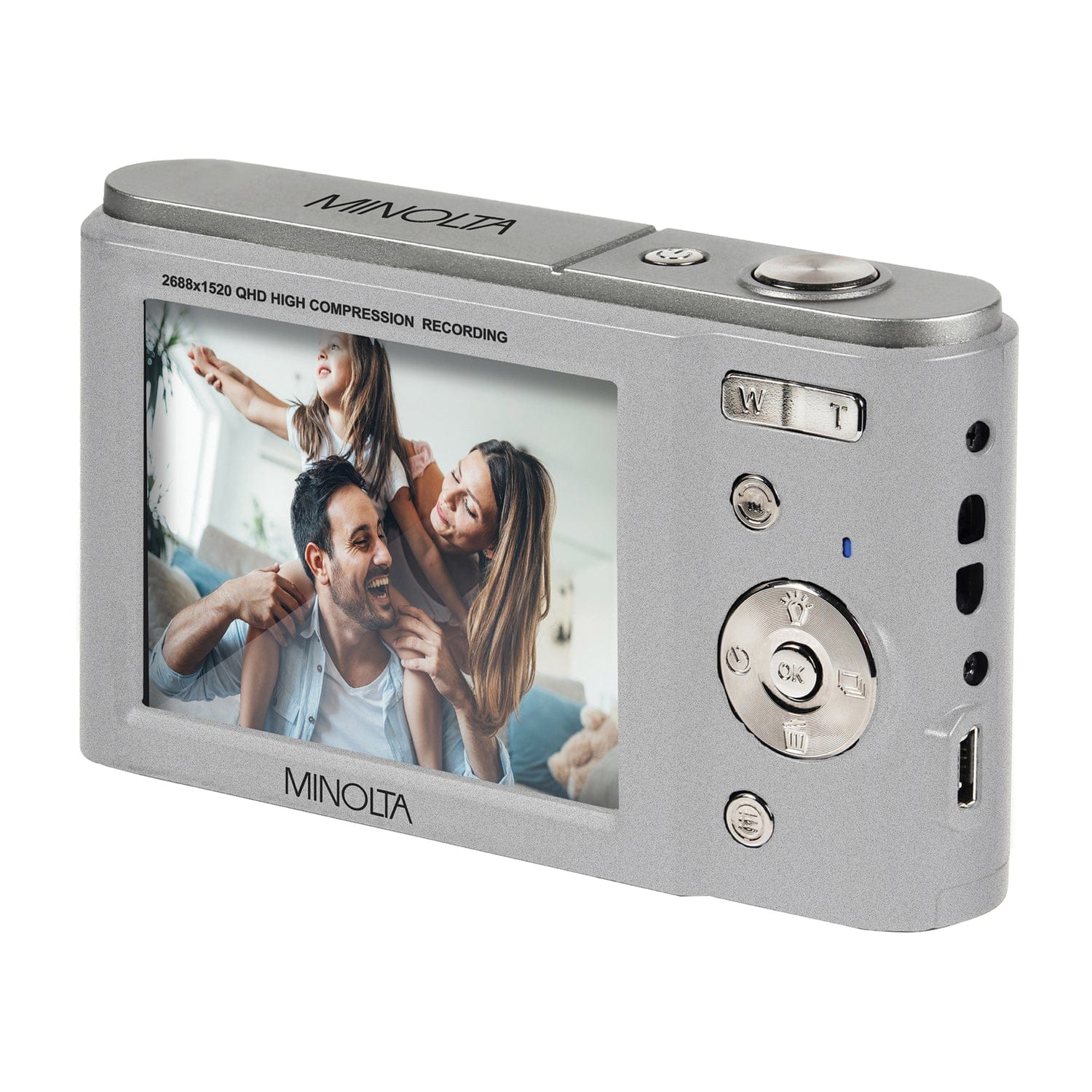 Minolta MND20 16x Digital Zoom 44 MP/2.7K Quad HD Digital Camera, Silver