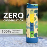 Elemental Iconic Pop Stainless Steel Fidget Water Bottle with Flip-open Sports Cap, 14 Oz., Dinosaur