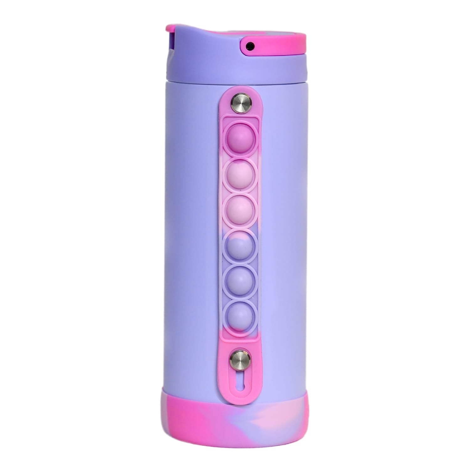 Elemental Iconic Pop Stainless Steel Fidget Water Bottle with Flip-open Sports Cap, 14 Oz., Lilac Tie Dye
