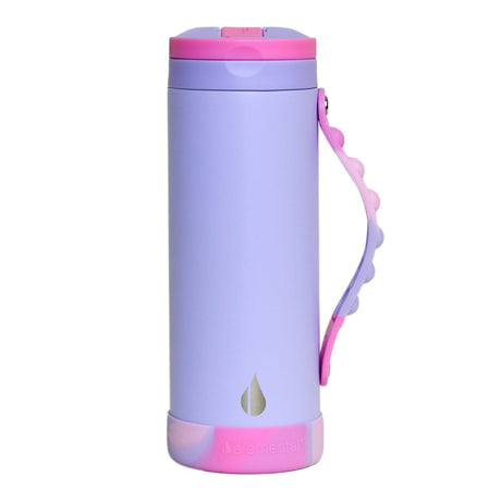 Elemental Iconic Pop Stainless Steel Fidget Water Bottle with Flip-open Sports Cap, 14 Oz., Lilac Tie Dye