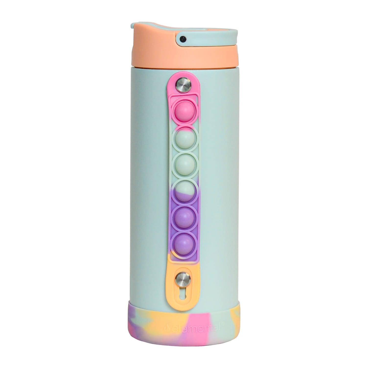 Elemental Iconic Pop Stainless Steel Fidget Water Bottle with Flip-open Sports Cap, 14 Oz., Mint Sorbet
